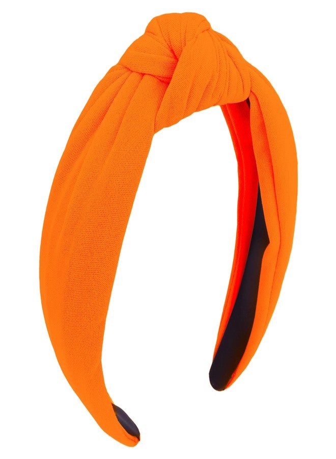 CURASA Orange Knotted Headbands For Women Girls Non Slip Knot Headband Wide Fashion Hairband Top Knot Decorative Hair Accessories Fabric Hair Bands Elastic Head Bands Christmas Party Gifts - Image 1